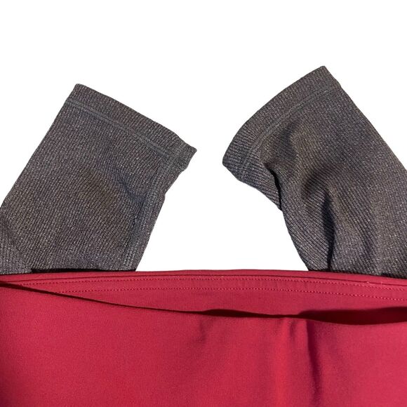 Alo Yoga Goddess Leggings Womens Small Red Grey Ribbed Long Ruched legs‎ FLAWED - Picture 6 of 10